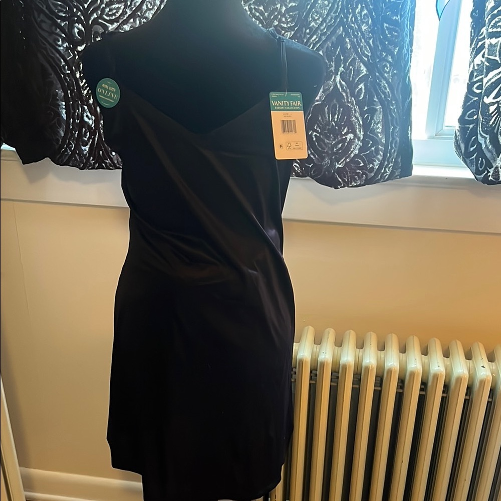 Vanity Fair Black Slip Dress Spaghetti Strap Backless